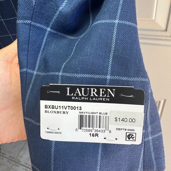 BRAND NEW Ralph Lauren Boys Navy/Light Blue Checkered Blazer Sport Coat Easter - Picture 3 of 5
